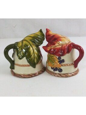 Vintage BICO Autumn Harvest Leaves 3.5" Salt & Pepper Shakers